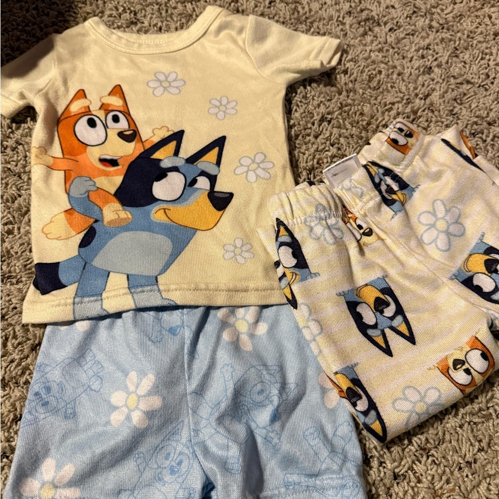 Kids Pajamas Set with Cartoon Print - Blue and Yellow